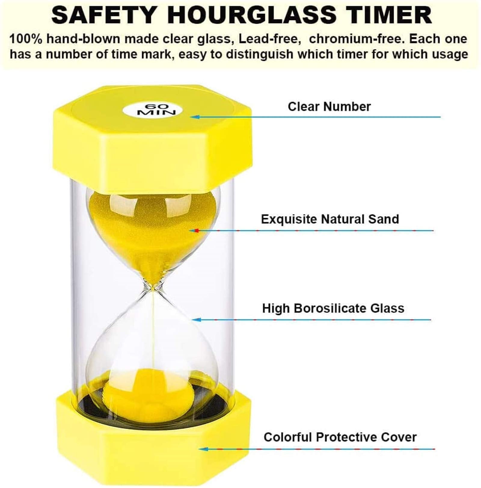 Sand Hourglass Timer 1 Minute Suliao: Plastic Sand Clock, Small Yellow Sand Watch, Reloj De Arena 1 Minuto, Colorful Sandglass T